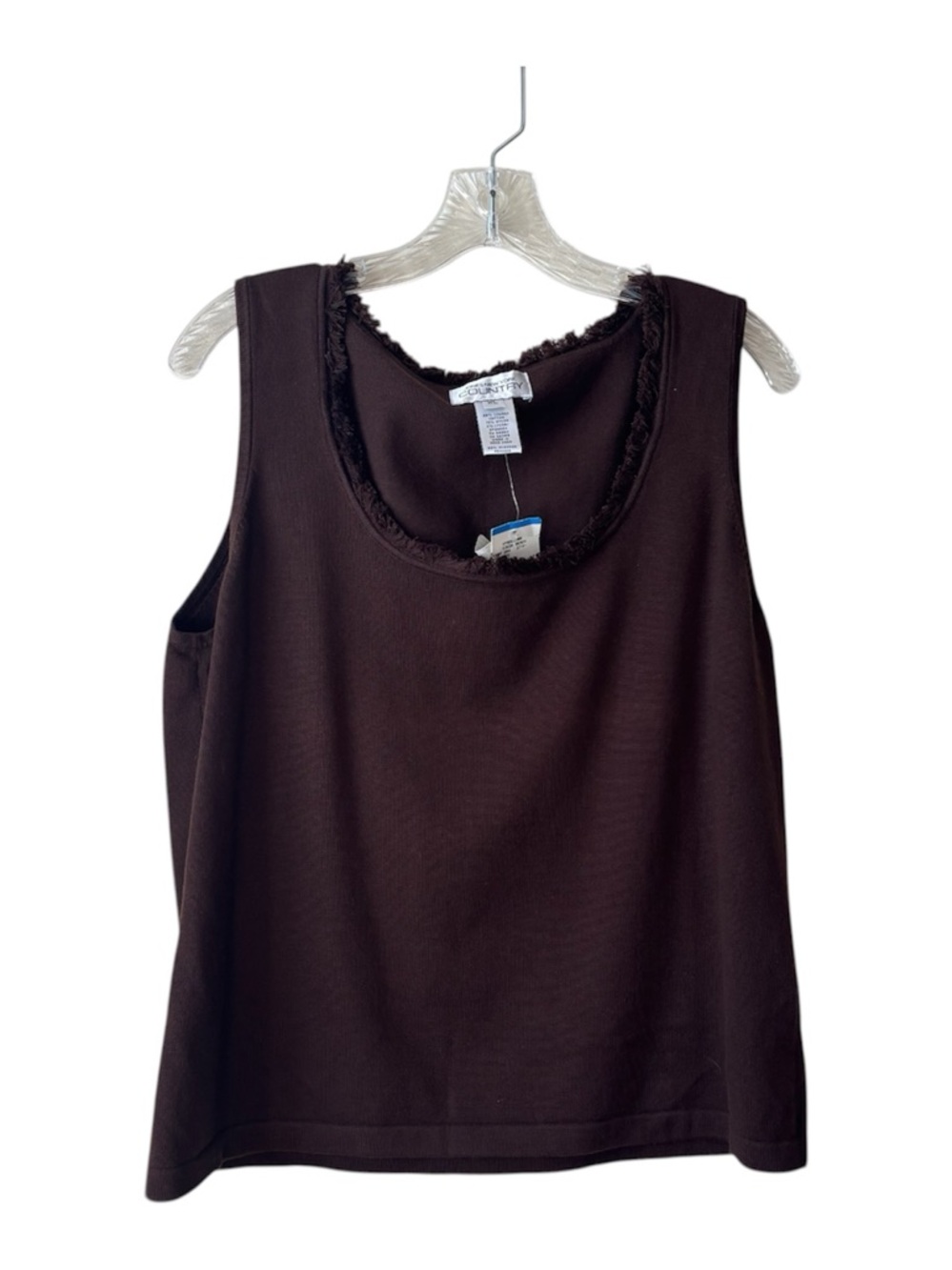 Jones New York Dark Brown Frayed Scoop Neck Tank